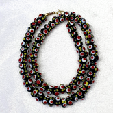 Black Venetian Hundred Red eyes Skunk Style Beads Necklace10mm & 20 inches long